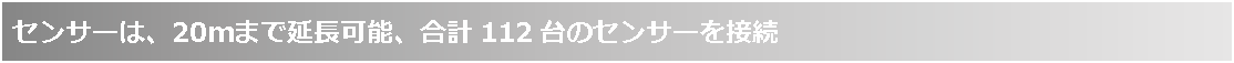 テキスト ボックス: センサーは、20ｍまで延長可能、合計112台のセンサーを接続